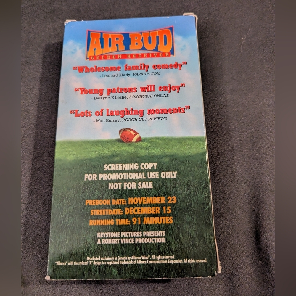 Air Bud 2: Golden Receiver Demo Promo Screener VHS Tape - Picture 3 of 7